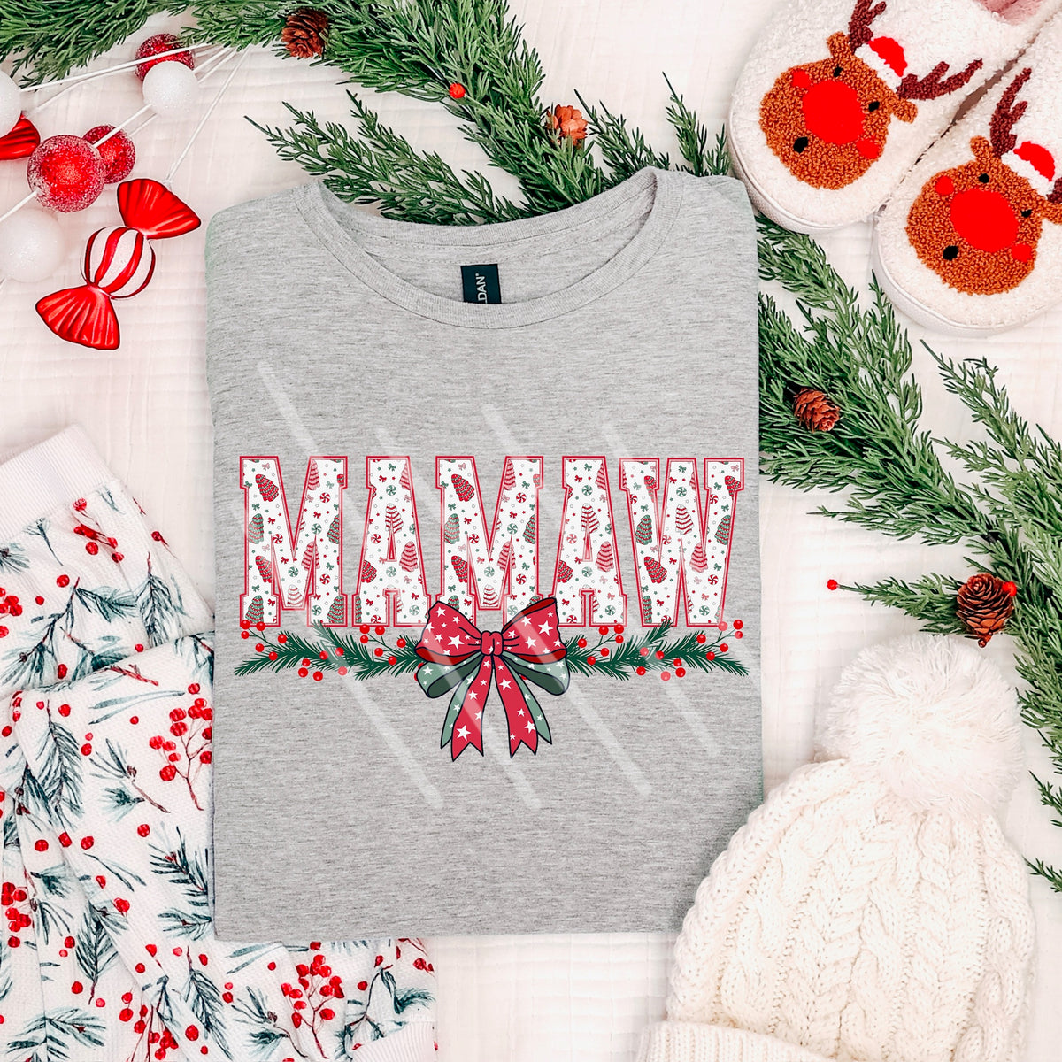 Mamaw Treecake Letters with Bow (MZ) 113529 DTF Transfer