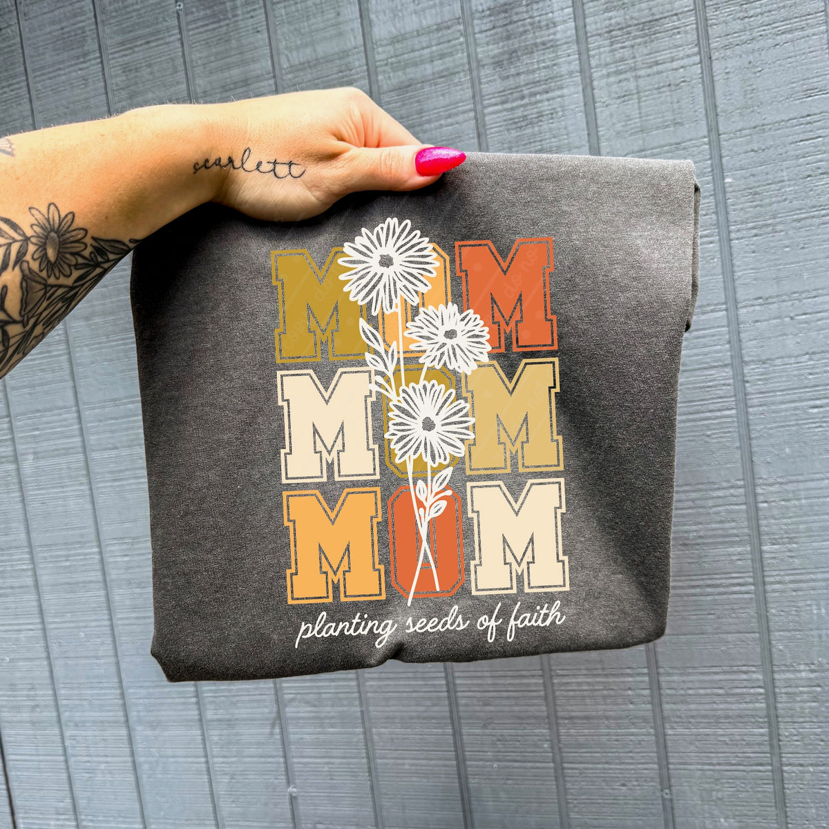 Mom planting seeds of faith (pink green bright) DTF Transfer