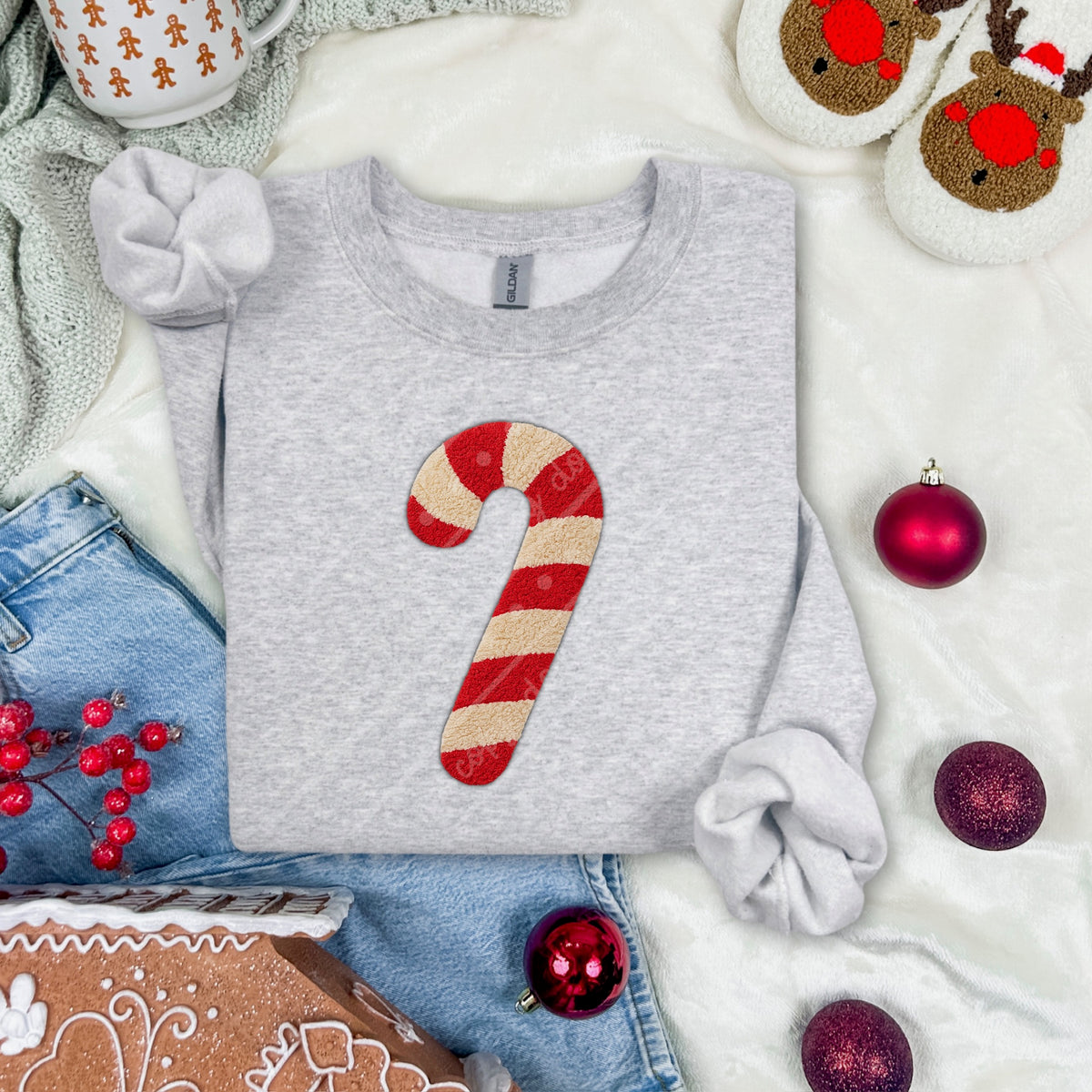 Faux yarn candy cane (scarlow) DTF transfer