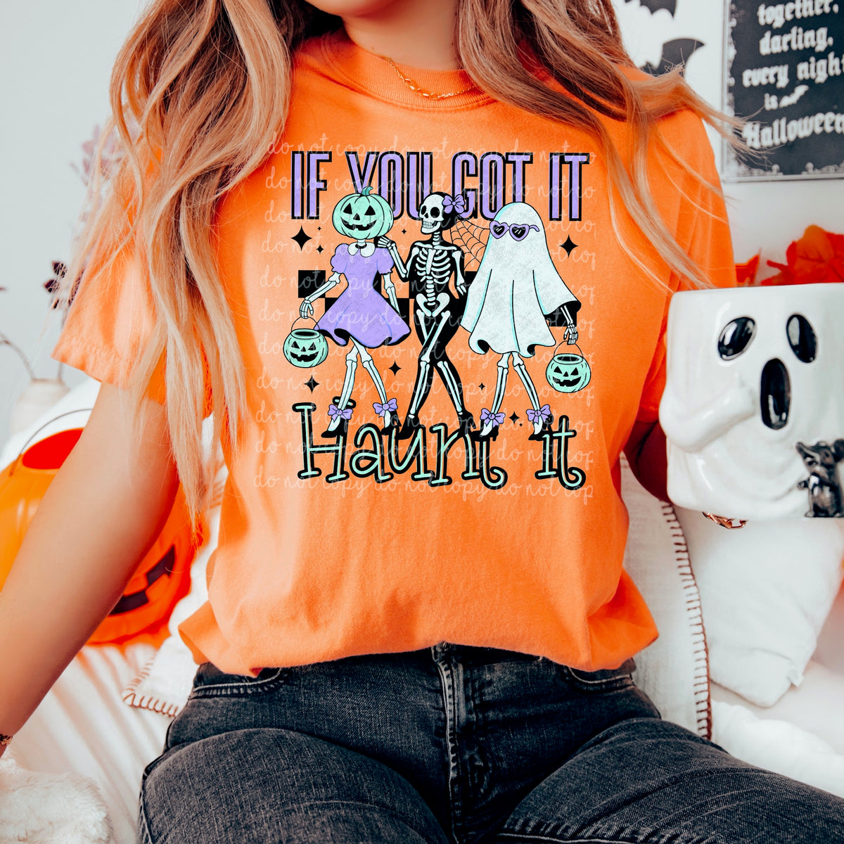 If you got it haunt it skeleton and ghosts PURPLE BLUE 115447 DTF Transfer