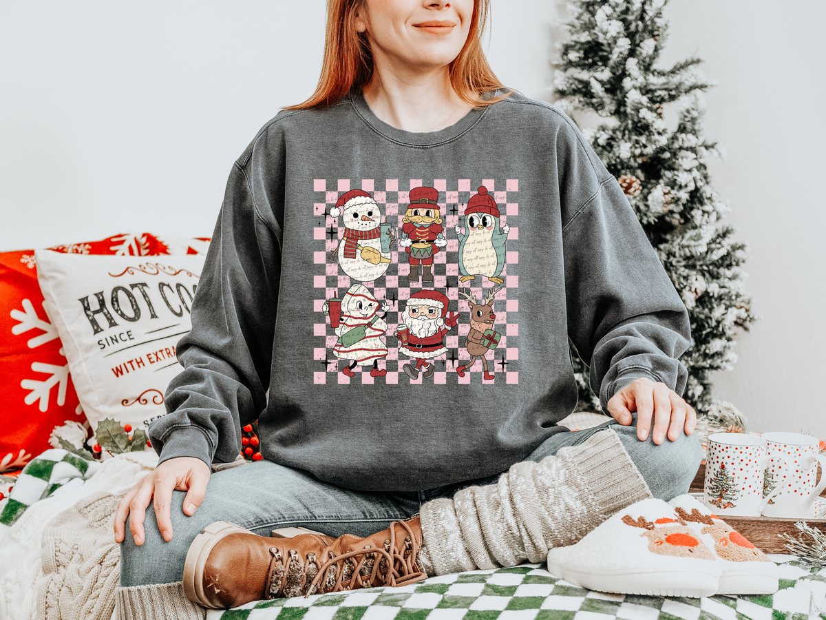 Christmas friends checkered background 49775 DTF transfer