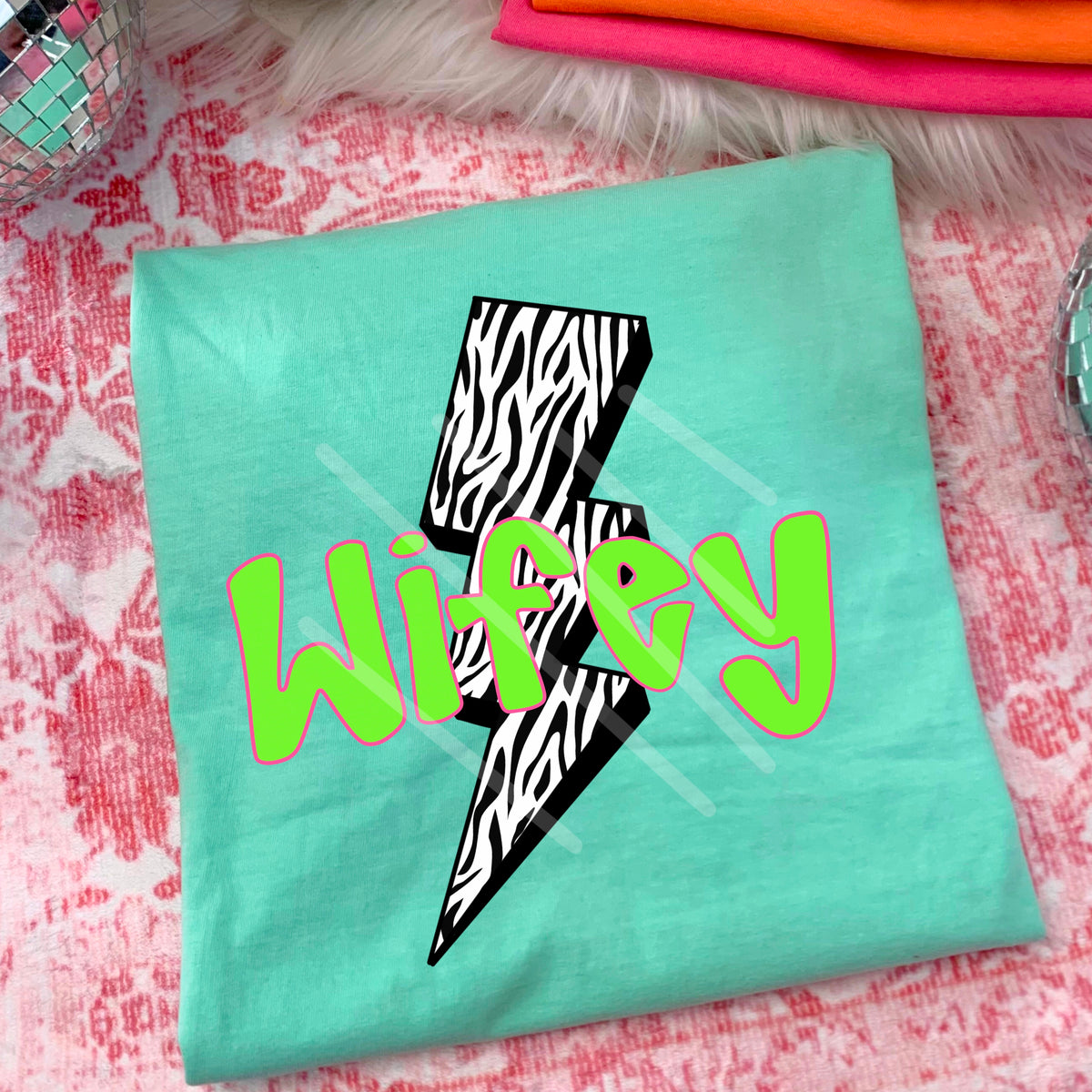 Wifey zebra lightning bolt 110730 DTF transfer