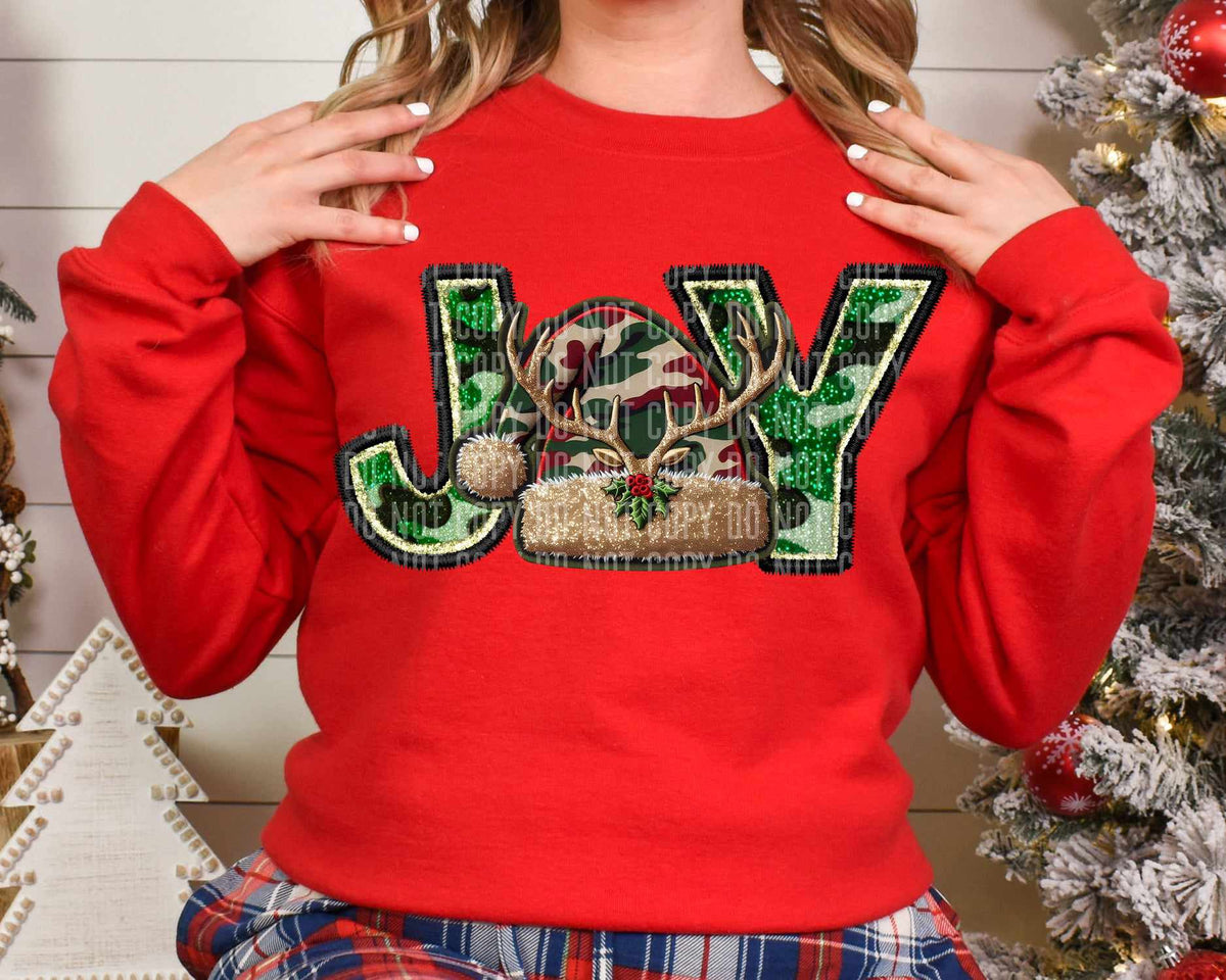 Camo joy Santa hat with antlers (caplinger) 65109 DTF transfer