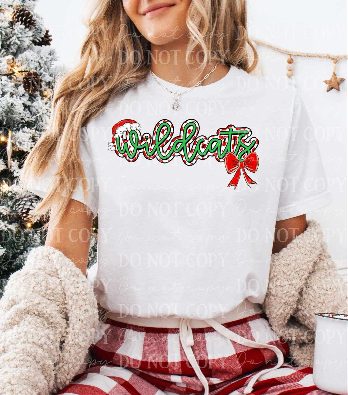 Wildcats Christmas hat and bow (C’s) 65964 DTF transfer