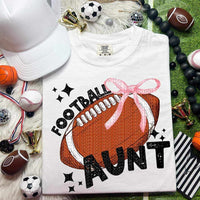 Football aunt black font ball with pink bow (HW) 50228 DTF transfer