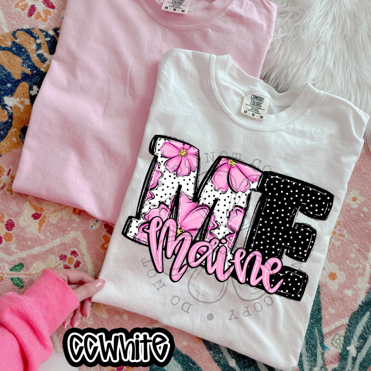 ME Maine pink flowers (SWD) 94513 DTF transfer