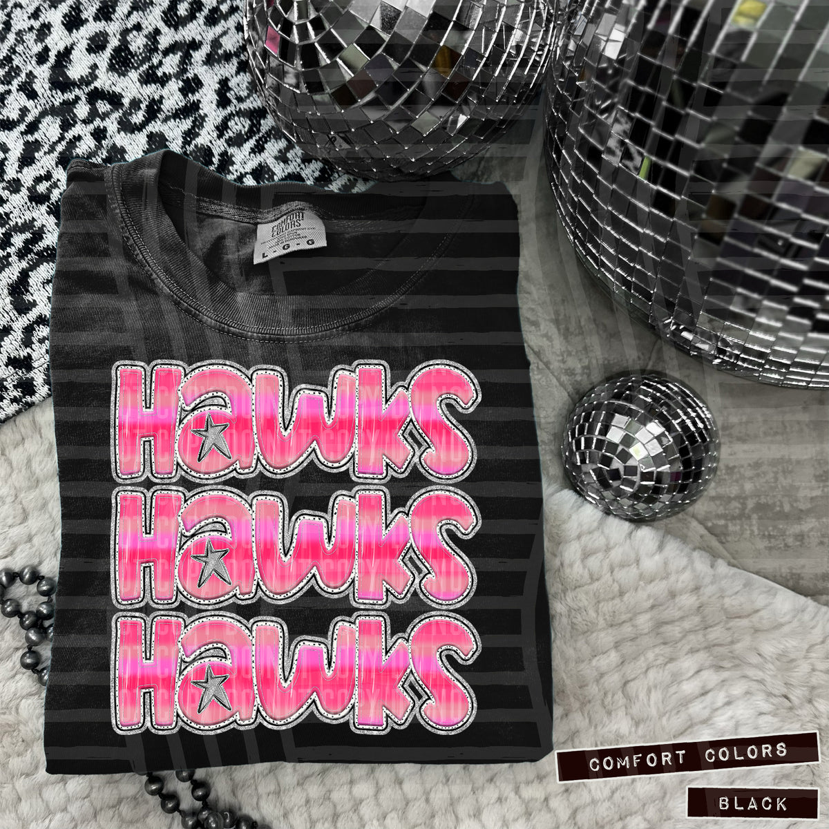 Hawks Pink Stacked (Caplinger) 101951 DTF transfer
