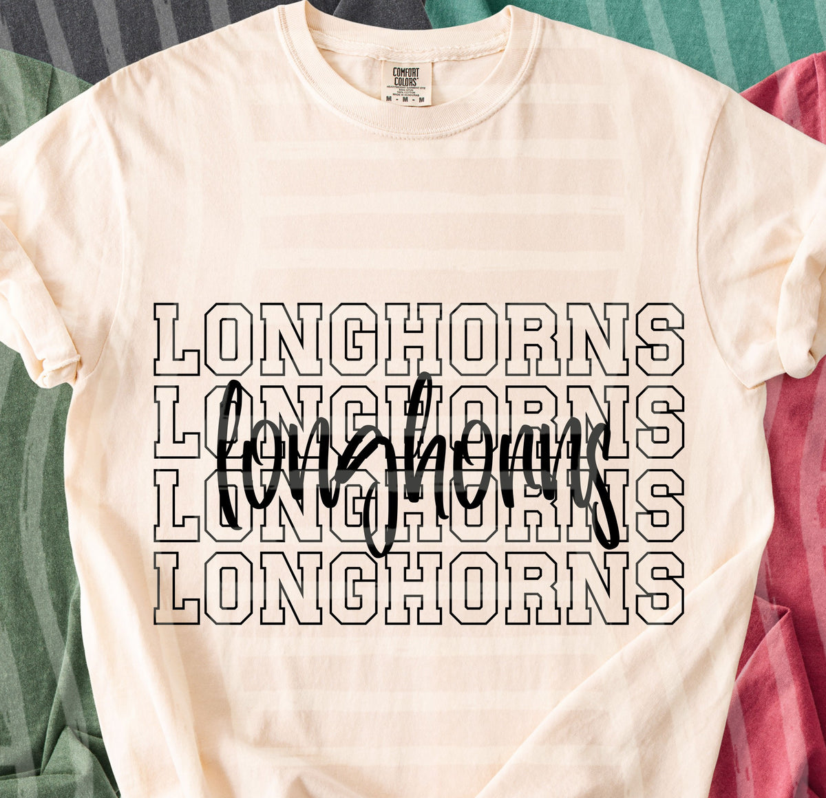 long horns simple stacked outlines (Caplinger) DTF Transfer