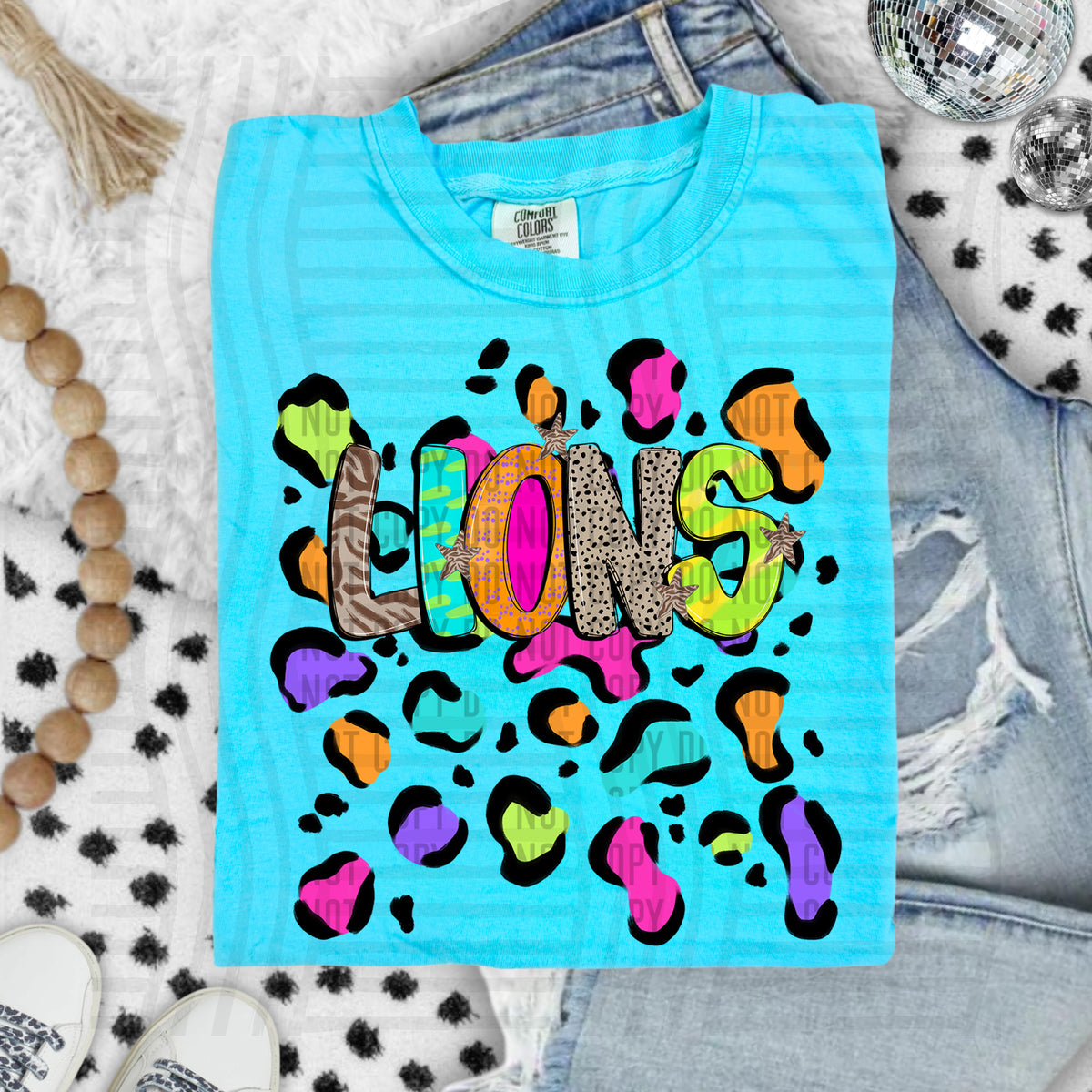 Lions Funky Mix Up Leopard Mascot (Caplinger) DTF transfer