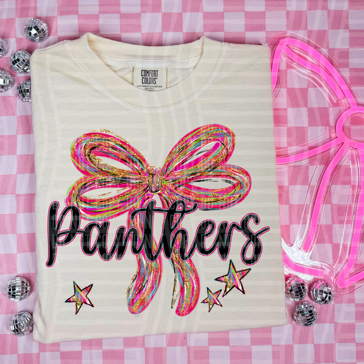 Panthers Whimsical Bow (caplinger) DTF transfer
