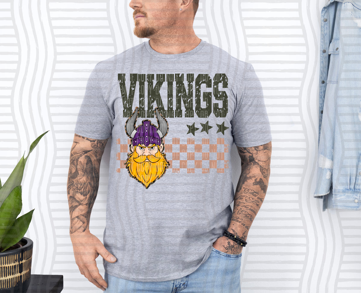 Vikings Purple Tan Checker (Caplinger) DTF Transfers
