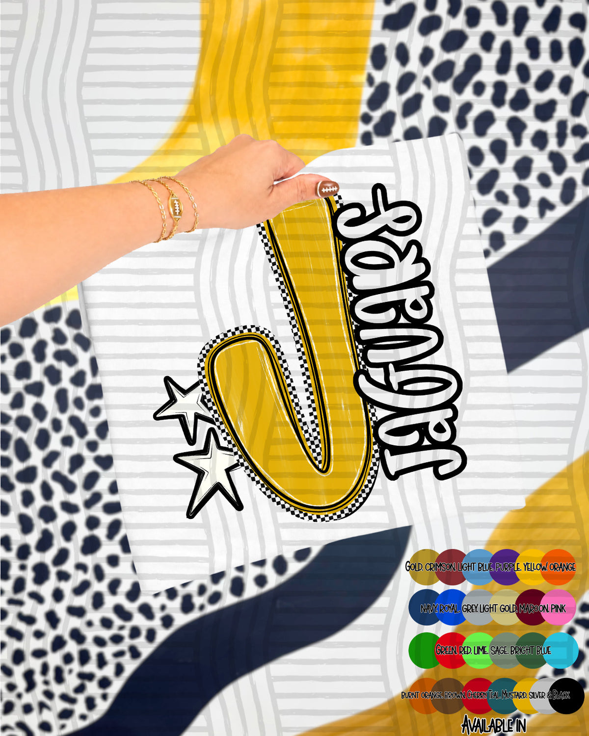Jaguars Checker Crush Yellow (Caplinger) DTF transfer