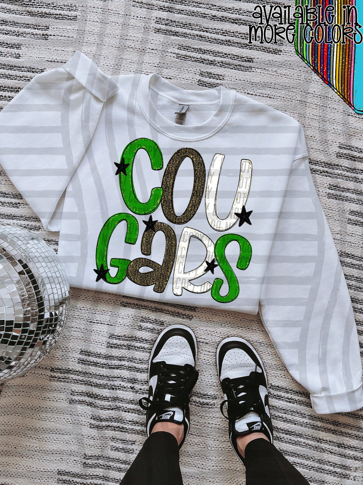 green, gray and white, cougars stacked (Caplinger) DTF Transfer