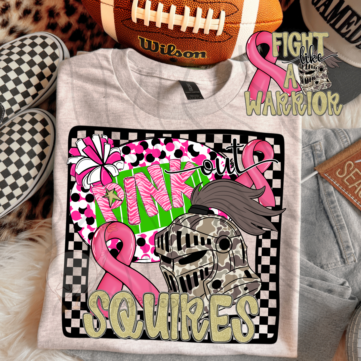 Squires pink out camo (DKD) DTF transfer