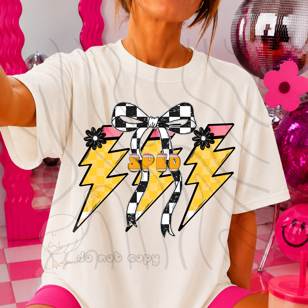 sped 71 lightening bolt black/white bow occupation (dkdbk) DTF transfer