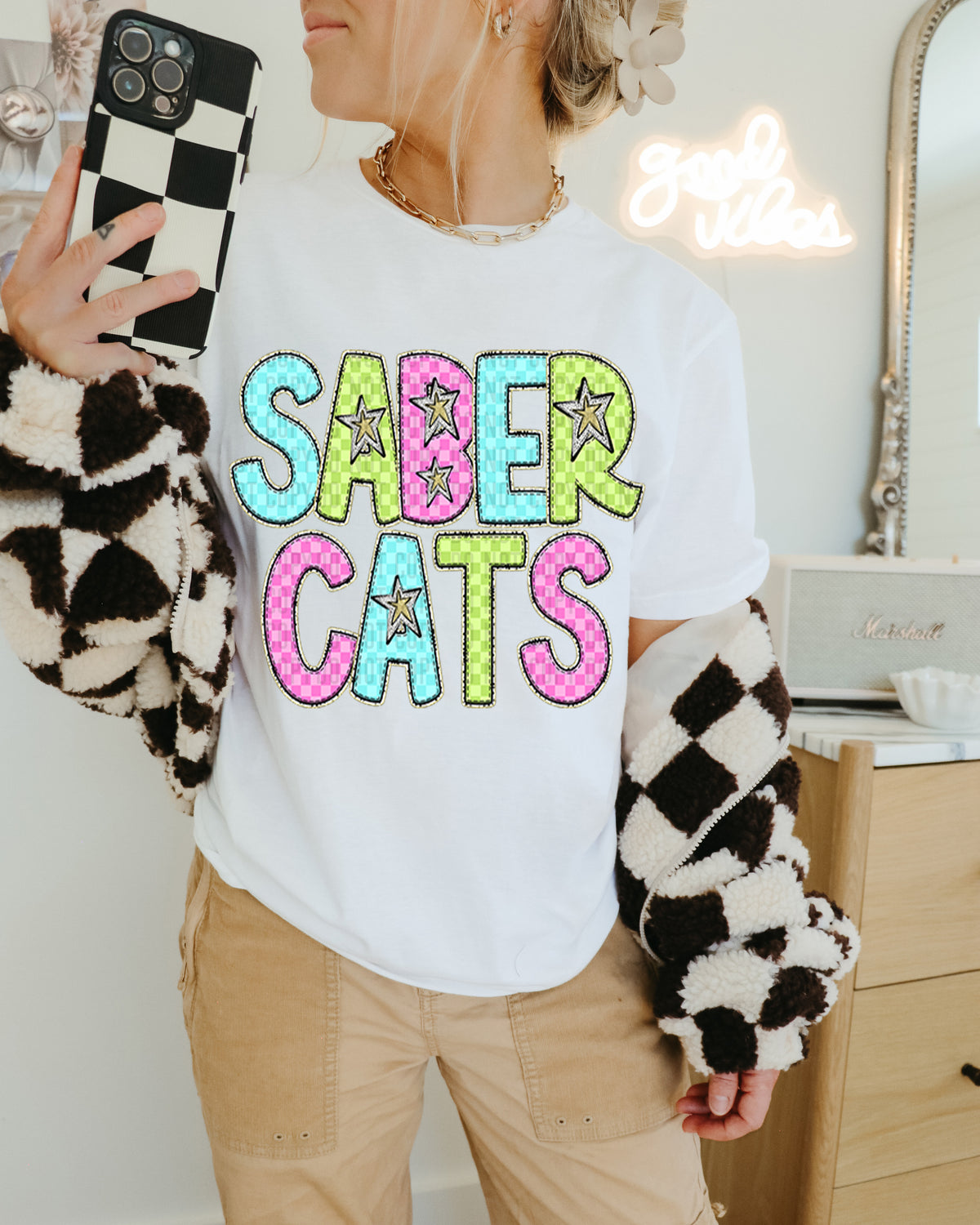 Sabercats Colorful Checkered (caplinger) DTF transfer
