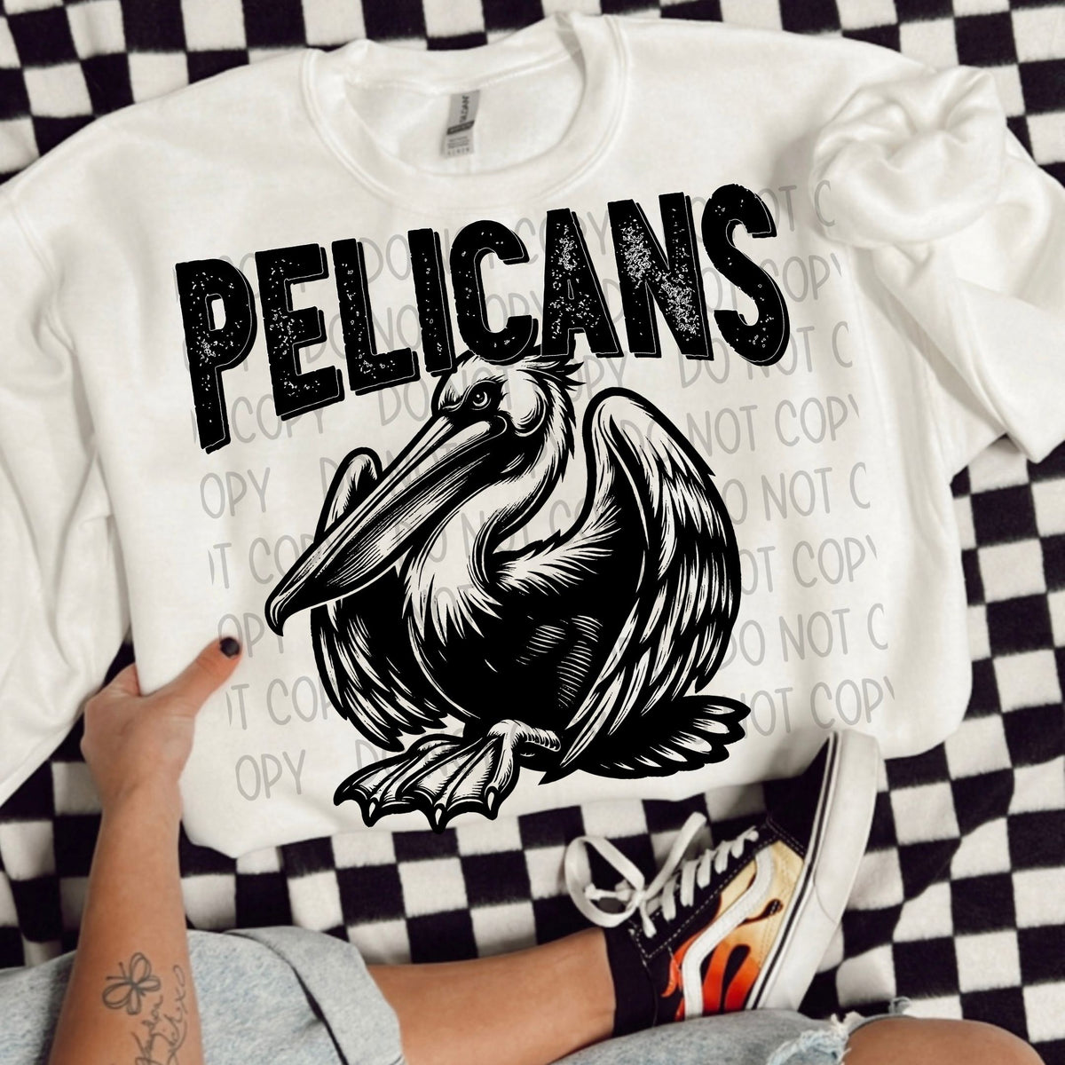 Pelicans black/white outline DTF transfer
