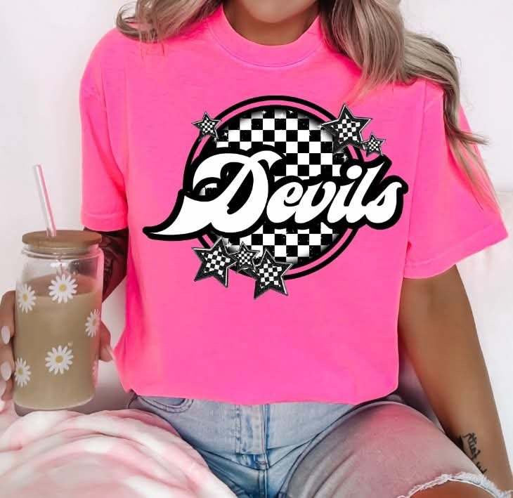 Devils checkered circle (S&G) 82349 DTF transfer