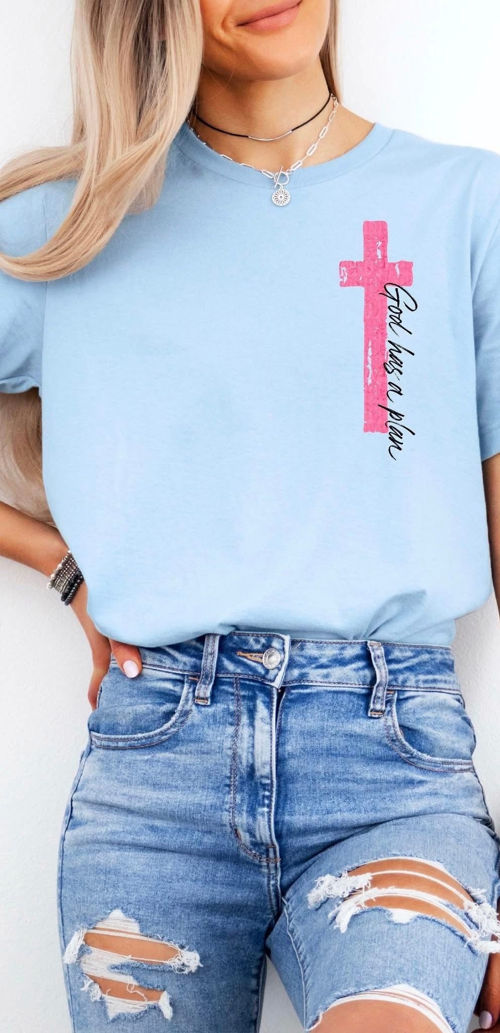 God has a plan pink cross 103875 DTF transfer