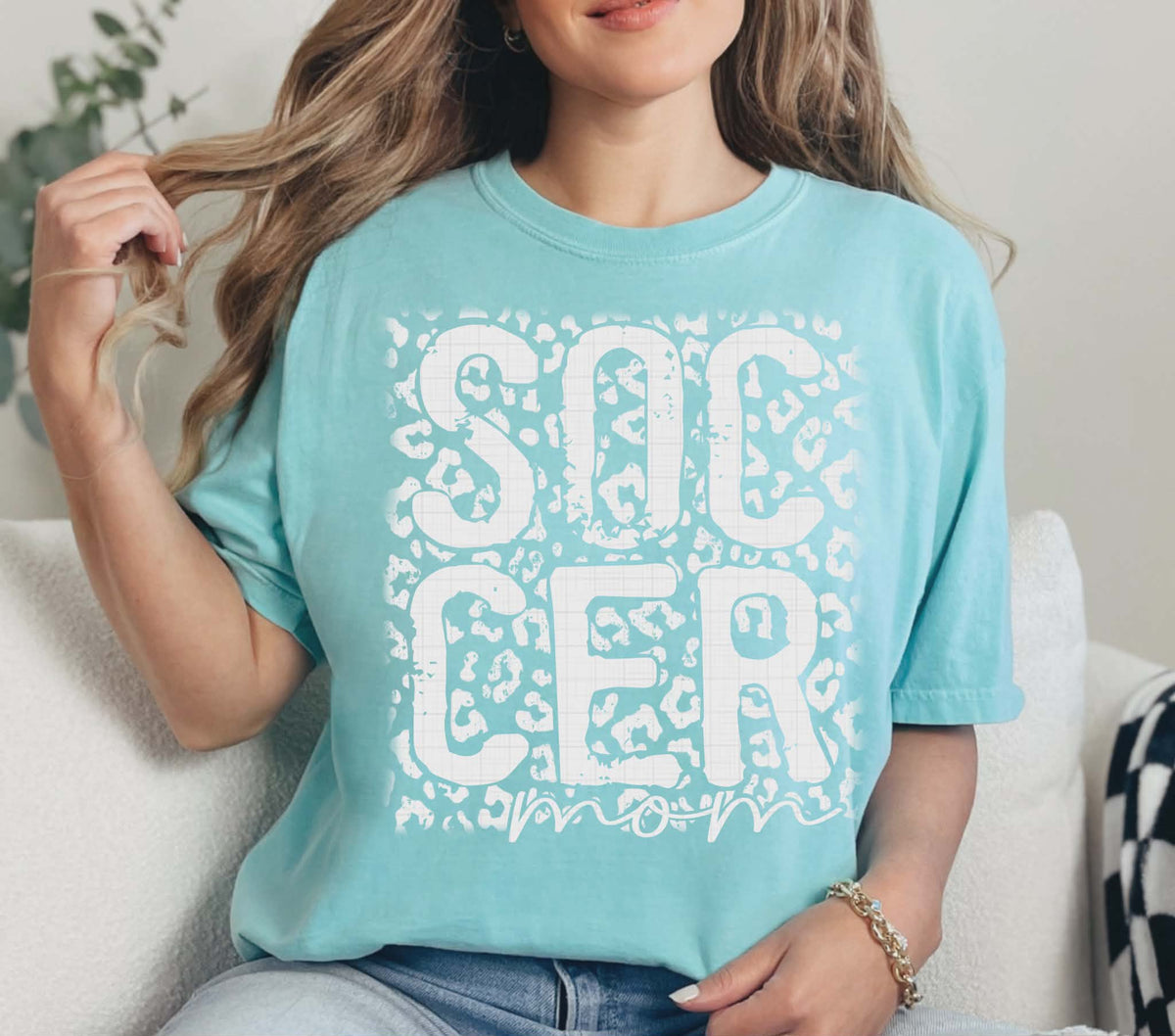 Soccer mom leopard WHITE (LINDA) DTF transfer