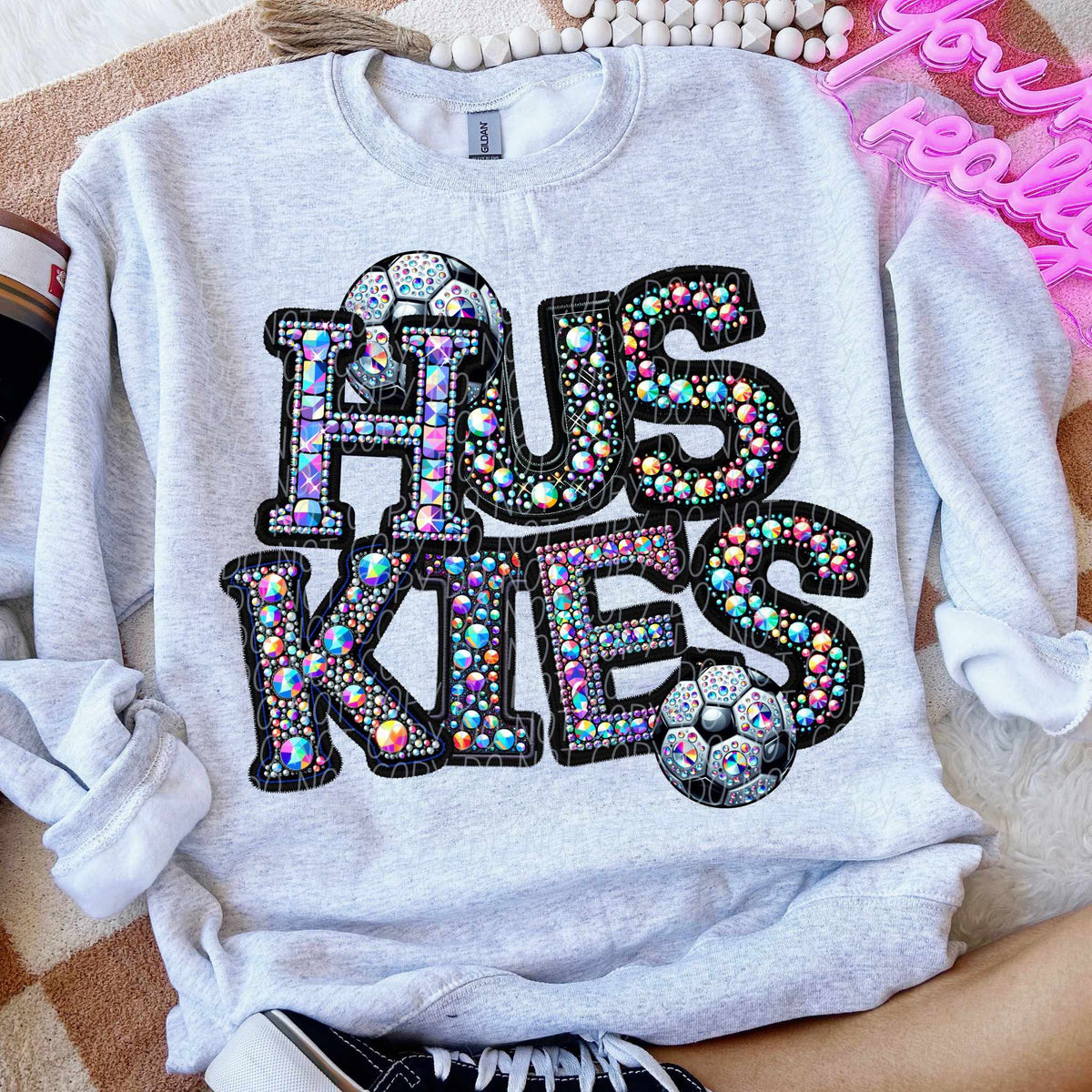 Huskies rhinestone soccer (CITY) 77164 DTF transfer