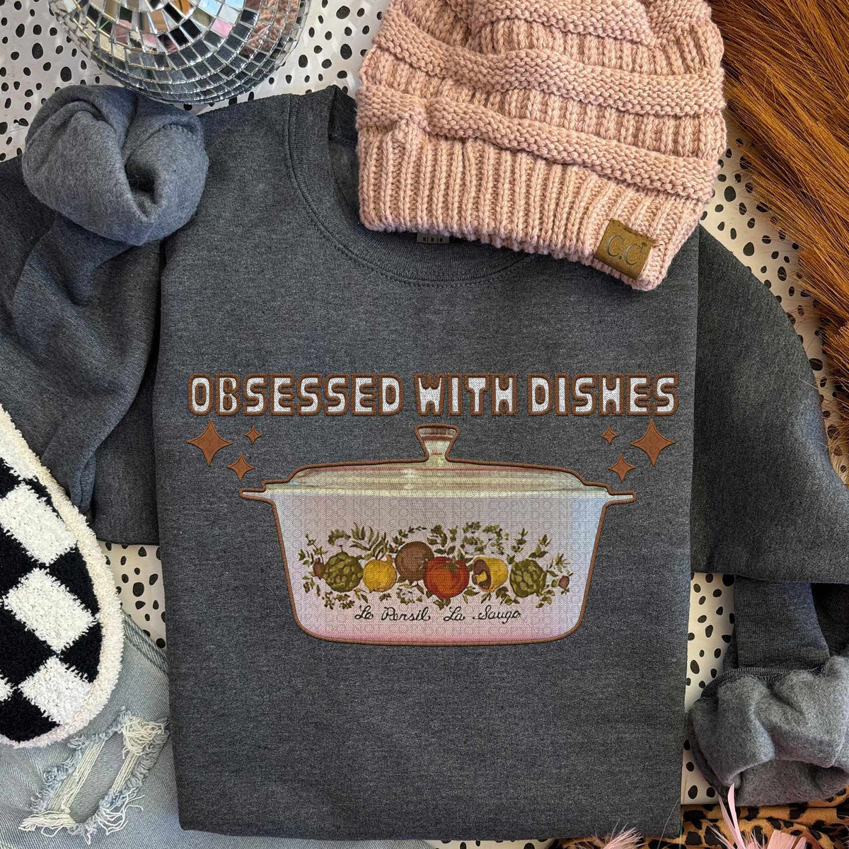 Obsessed with dishes dishes white dish (HW) 70141 DTF transfer