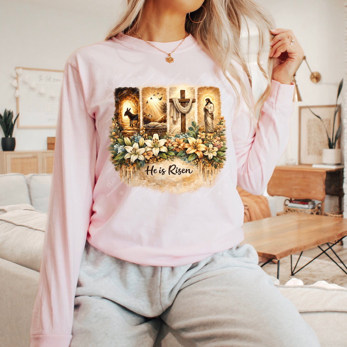 He is risen brown brushstrokes Sunday special DTF transfer