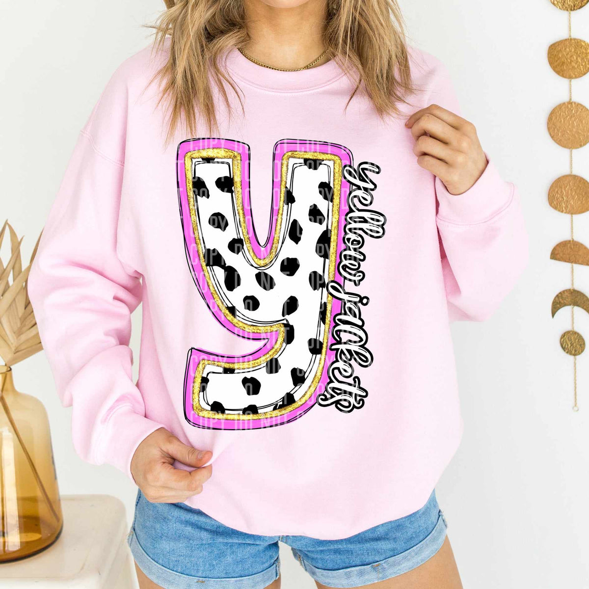 Yellow jackets Polka Font Mascot Caplinger 56218 DTF transfer