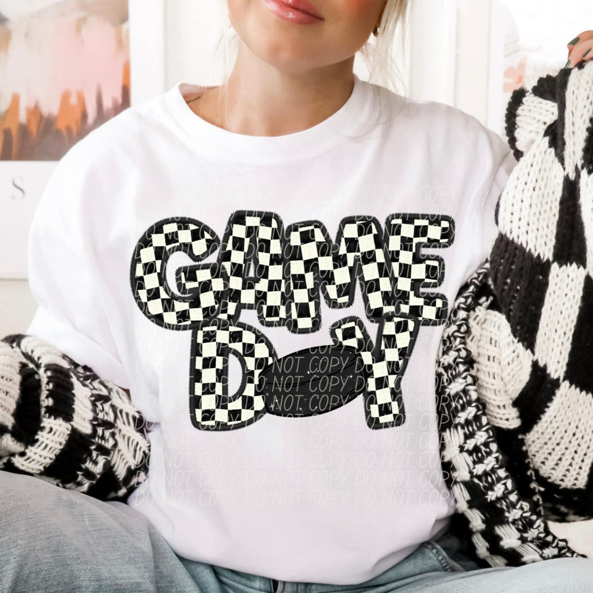 Game day hockey checkered (CITY) 91279 DTF transfer