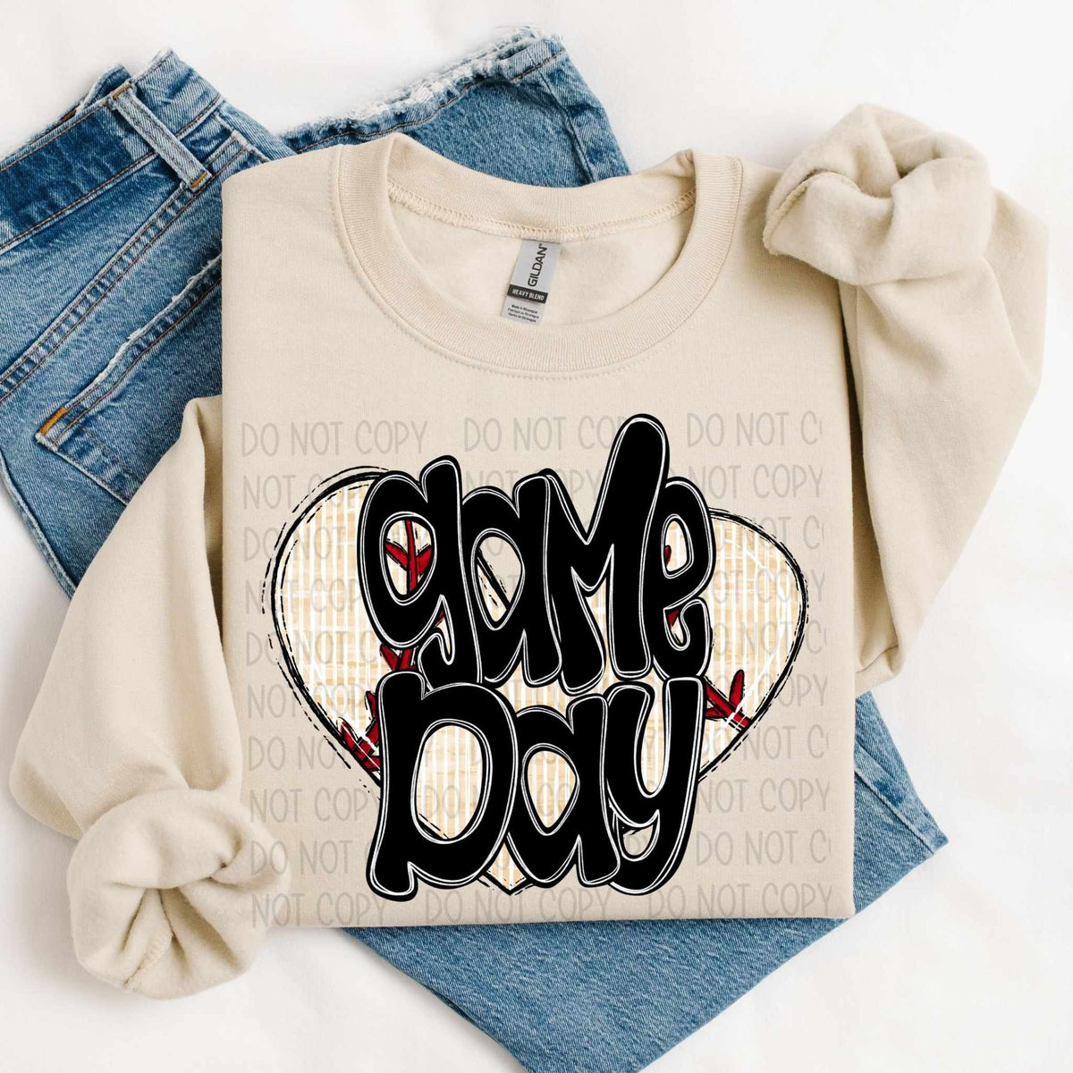 Game day baseball heart (SWD) 80623 DTF transfer