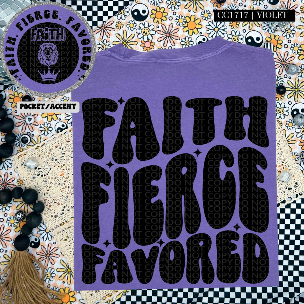 Faith fierce favored BLACK BACK (HW) 87253 DTF transfer