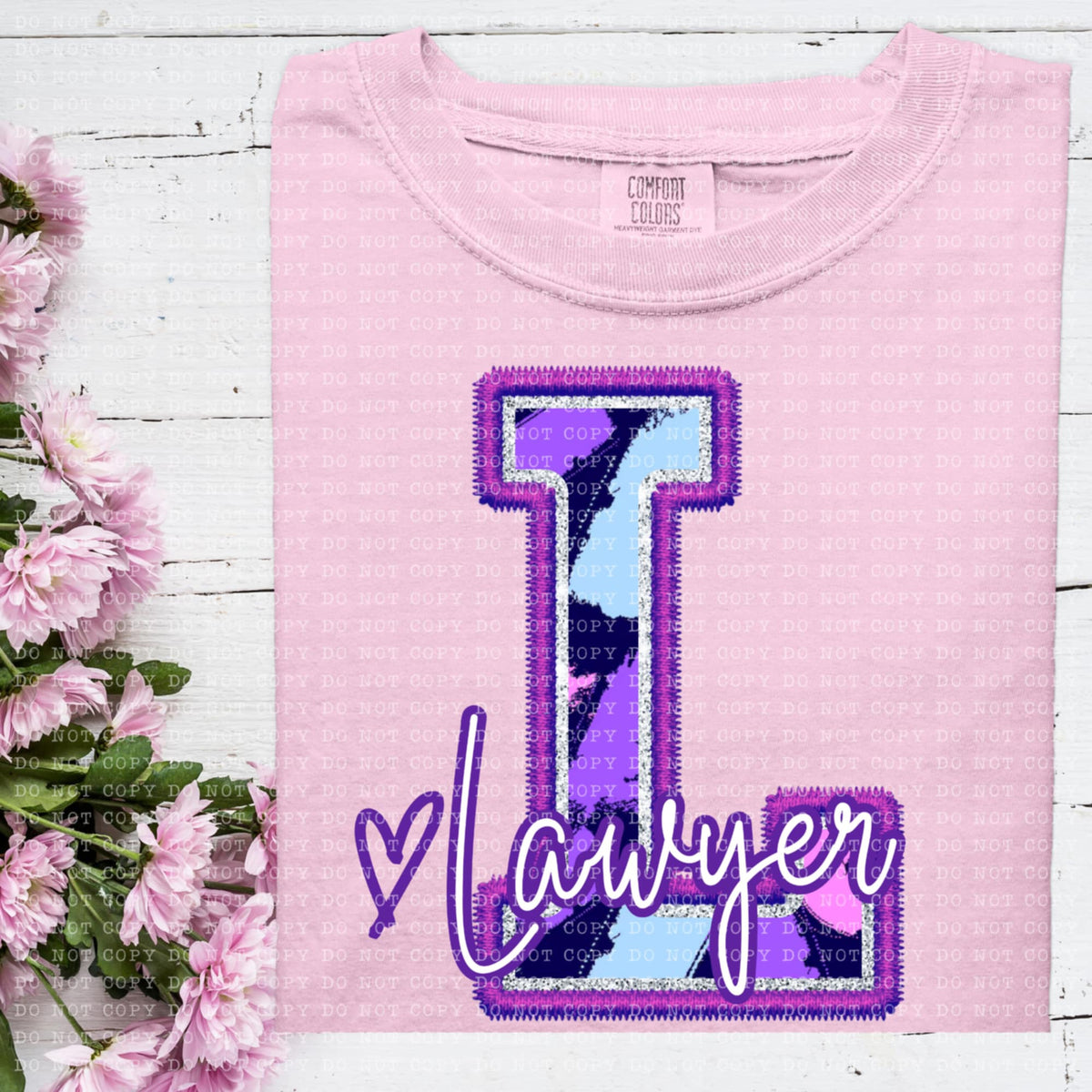 L lawyer purple brushstrokes (ECHT) 93988 DTF transfer