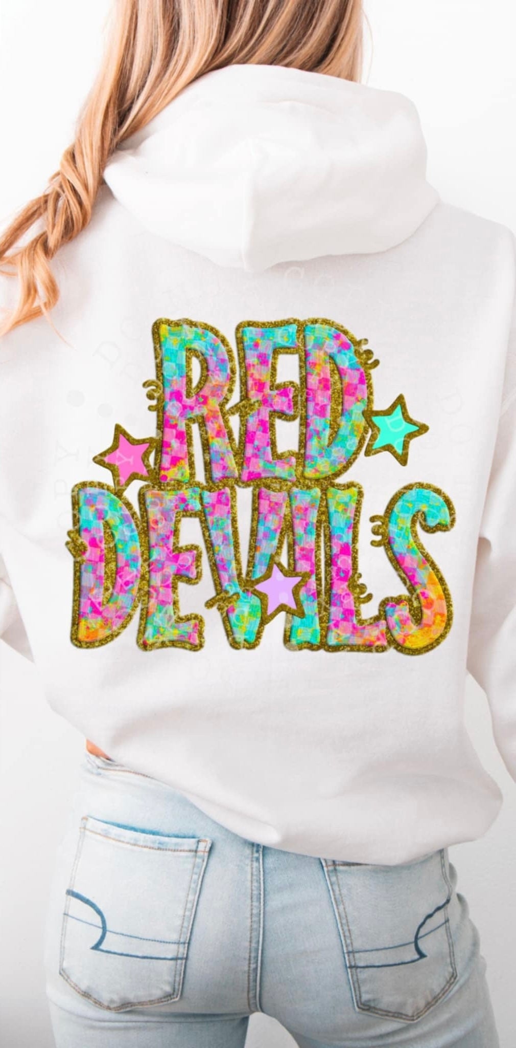 Red devils colorful checkered (C’s) 91517 DTF transfer