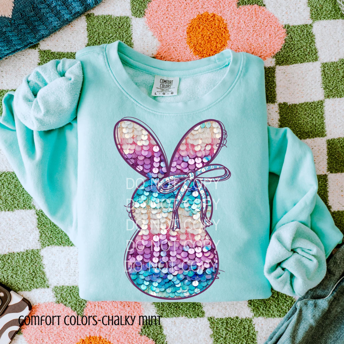 Bunny blue floral bow (CSG) 87965 DTF transfer