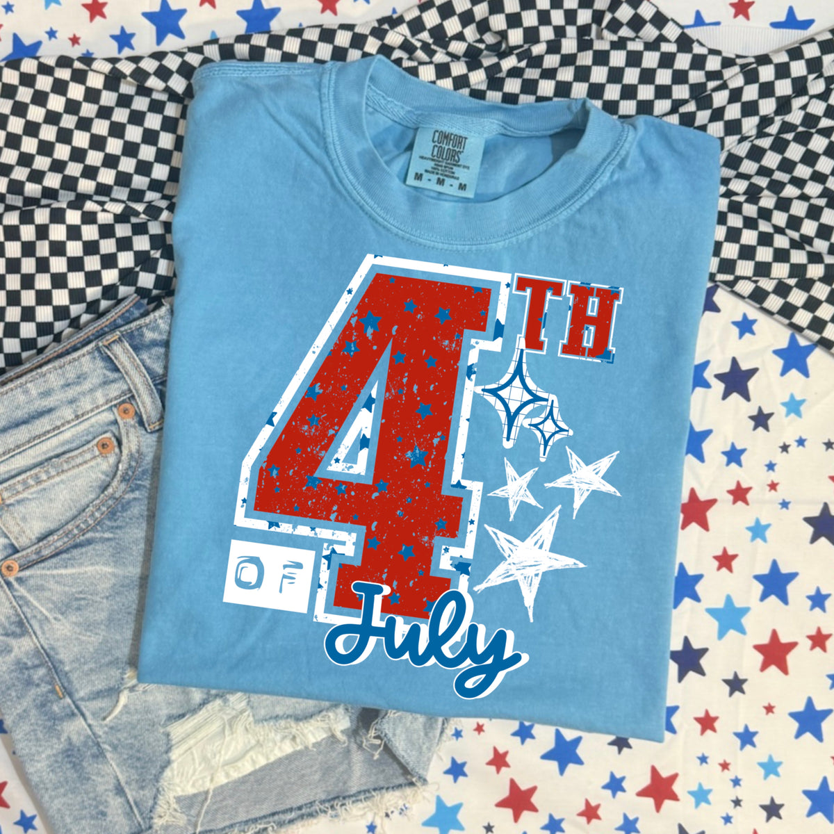 4th of July with white stars (CSC) DTF Transfer