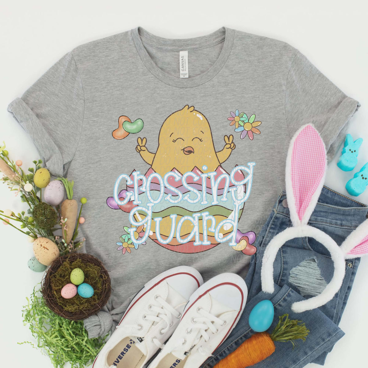 Crossing guard pastel egg with chick (City) DTF transfer