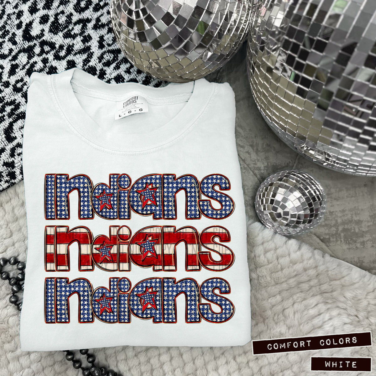 Indians RWB stacked (Caplinger) DTF transfer