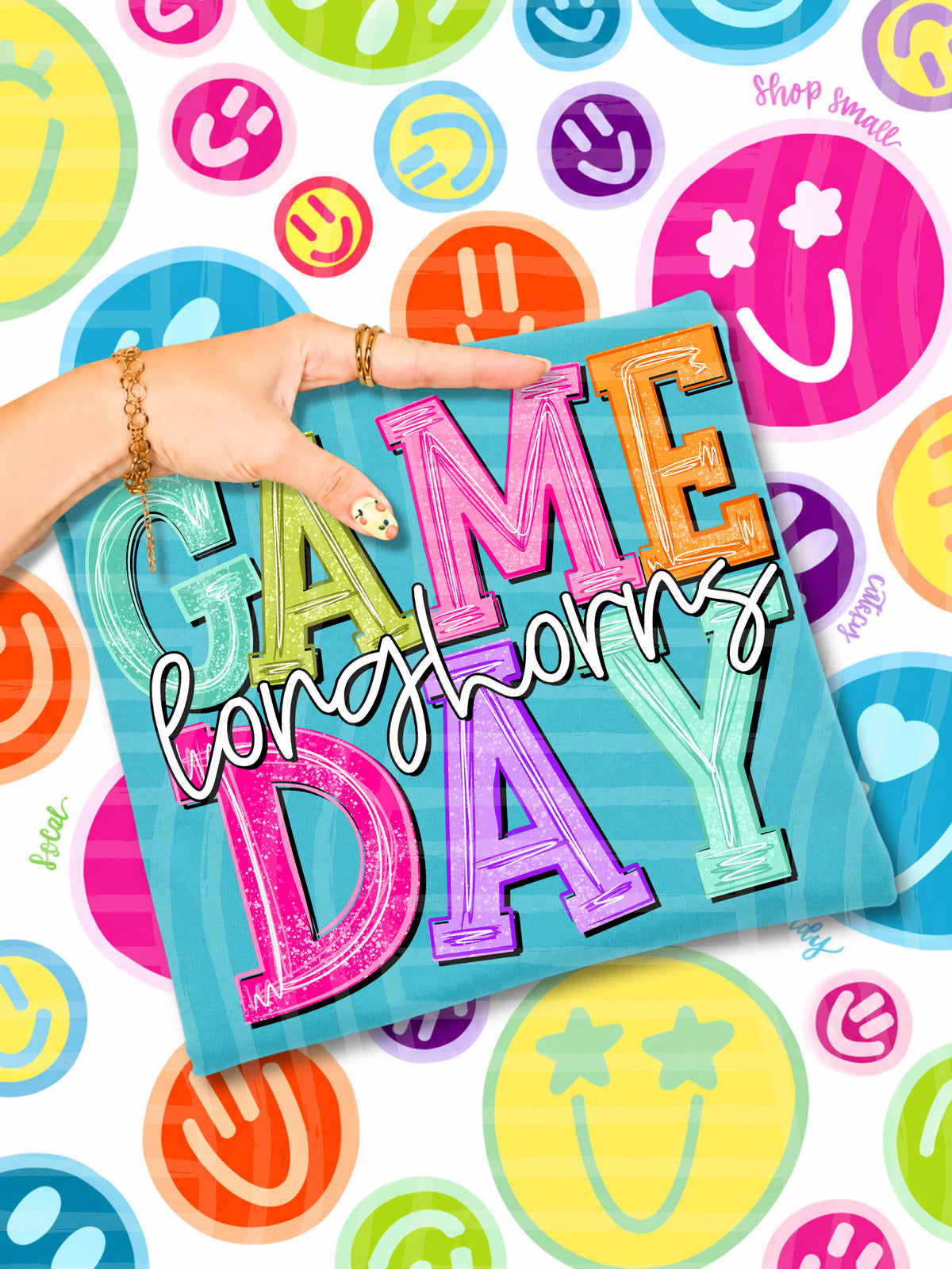 long horns simply colorful game day (caplinger) DTF Transfer