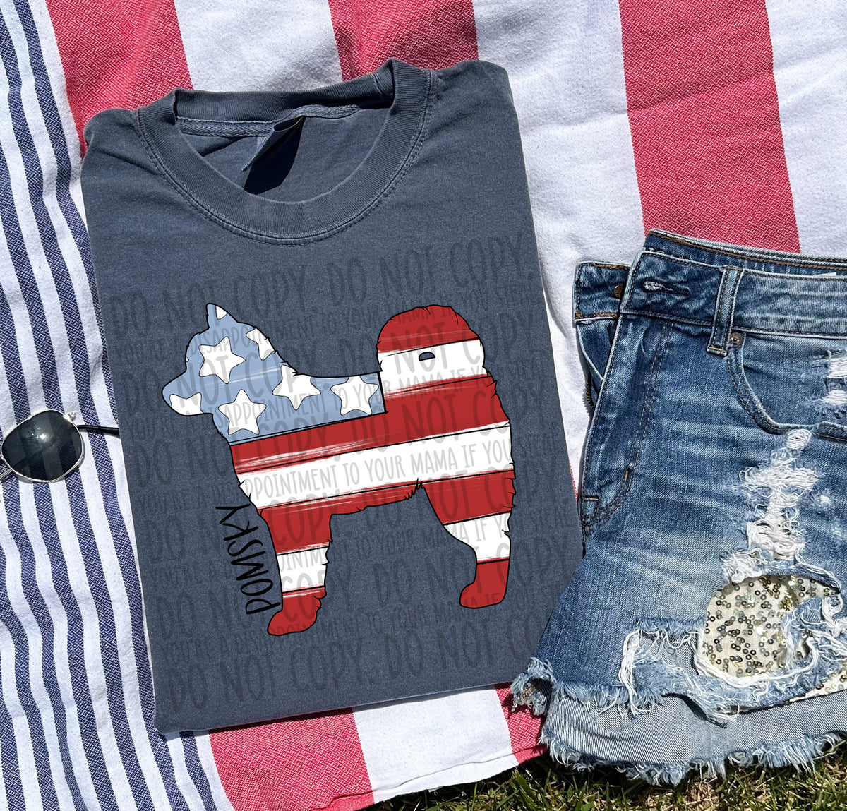 POMSKY patriotic black font (SWD) DTF transfer