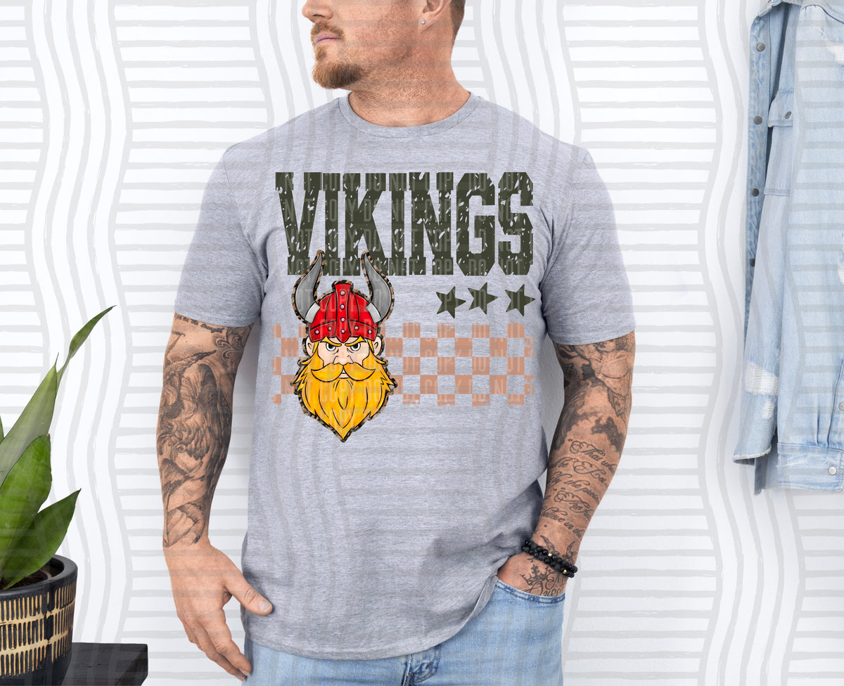 Vikings Red Tan Checker (Caplinger) DTF Transfers
