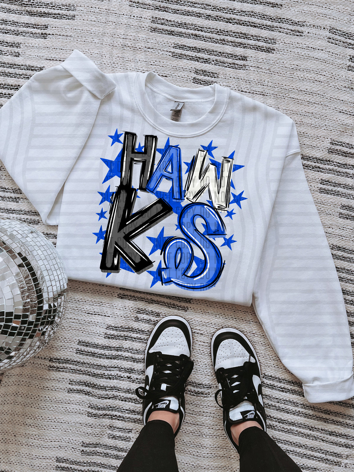 hawks black and blue with blue stars (caplinger) DTF Transfer