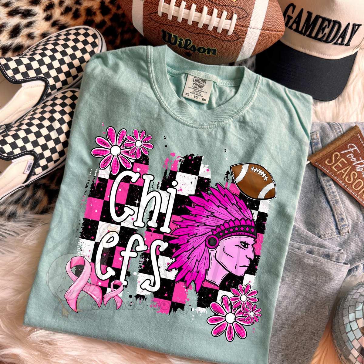 Cheifs Pink Checker Mascot (DKD) DTF Transfers