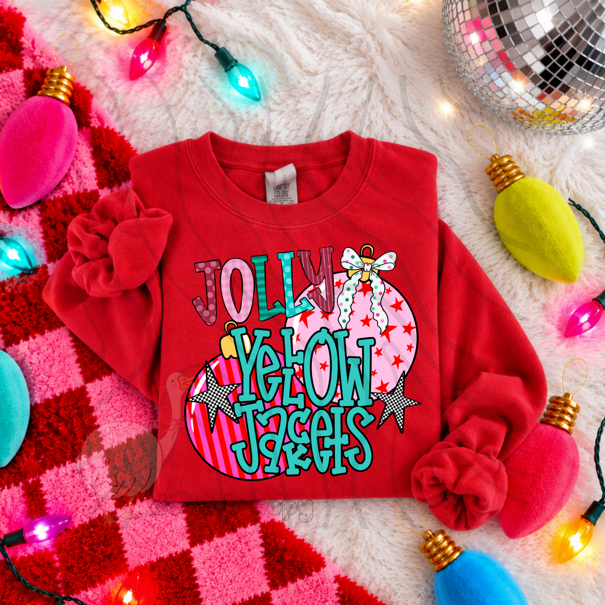 Jolly Yellow Jackets pink ornaments (DKD) DTF Transfer
