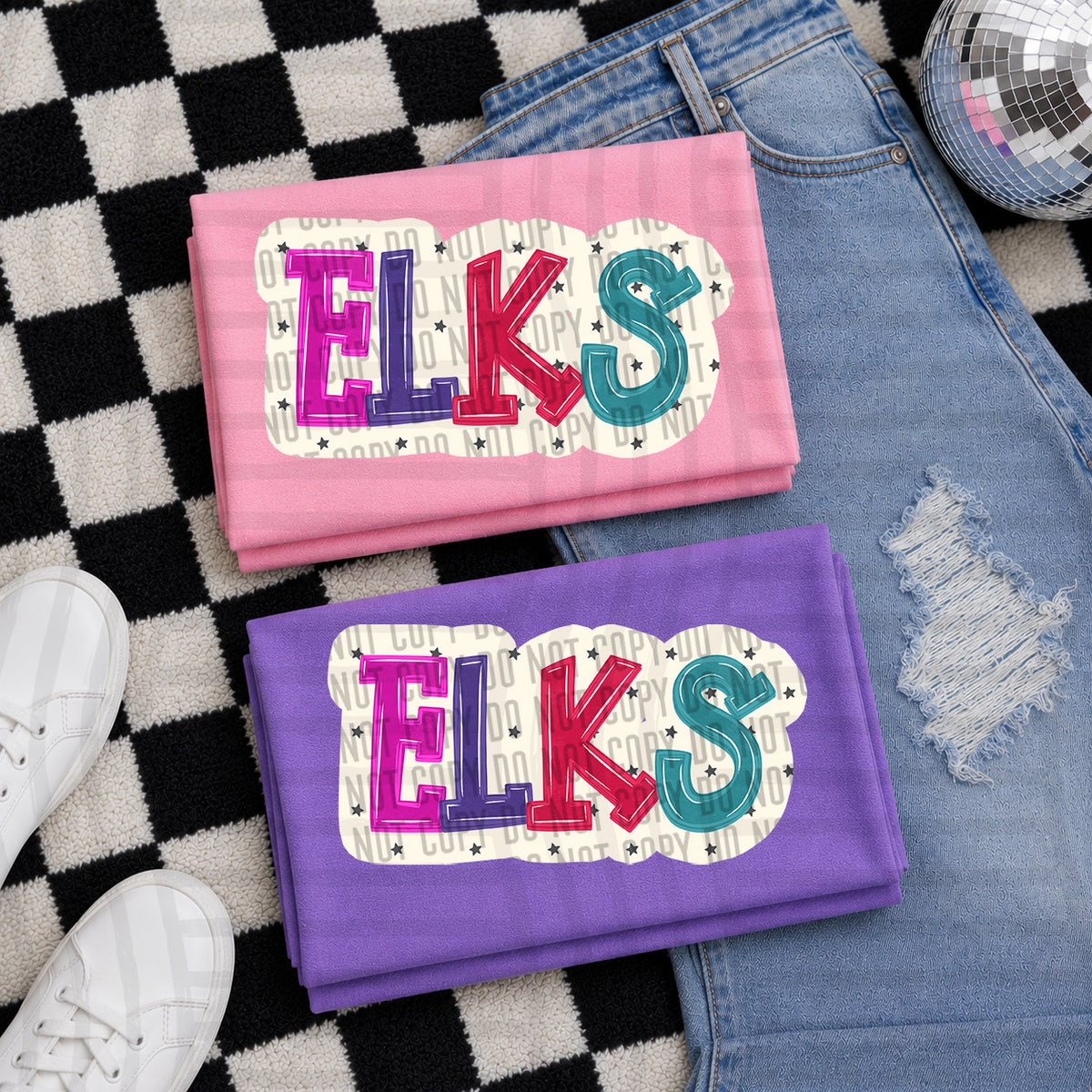 elks bubble around letters with small stars (Caplinger) DTF Transfer