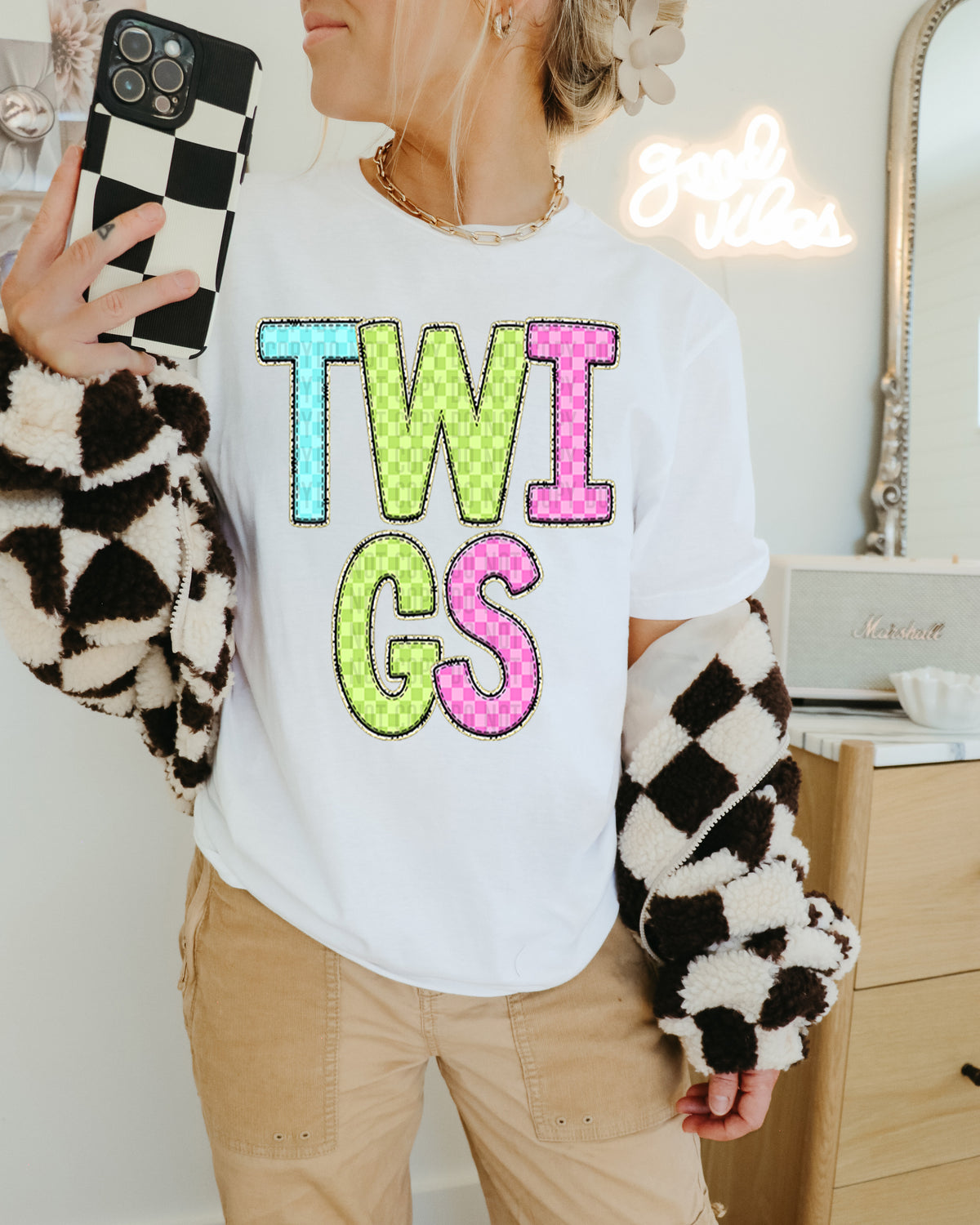 Twigs Colorful Checkered (caplinger) DTF transfer