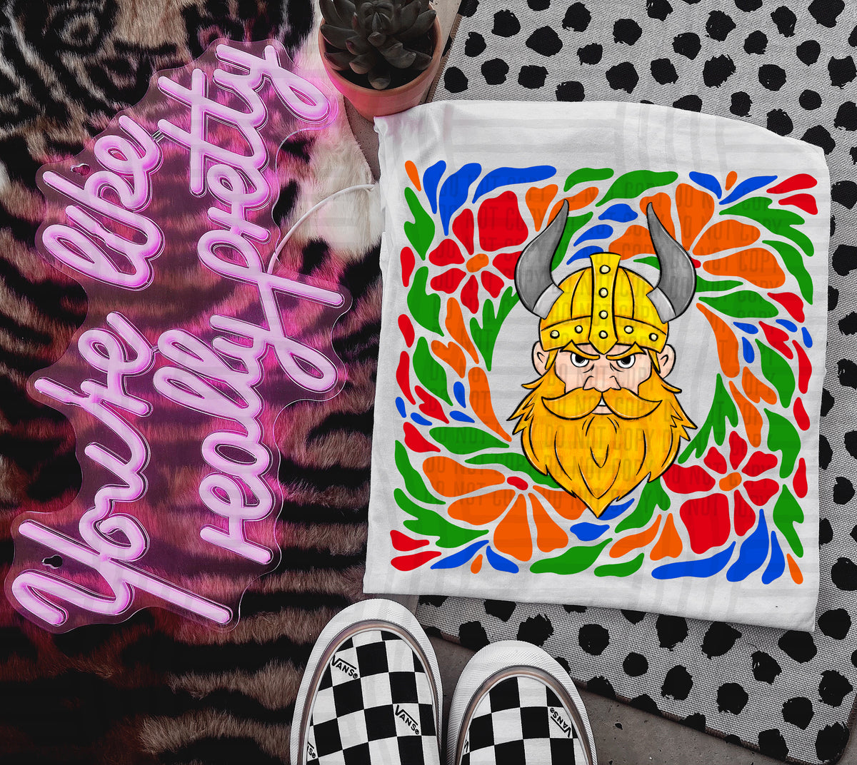 Yellow Viking Retro Floral (Caplinger) 101185 DTF transfer