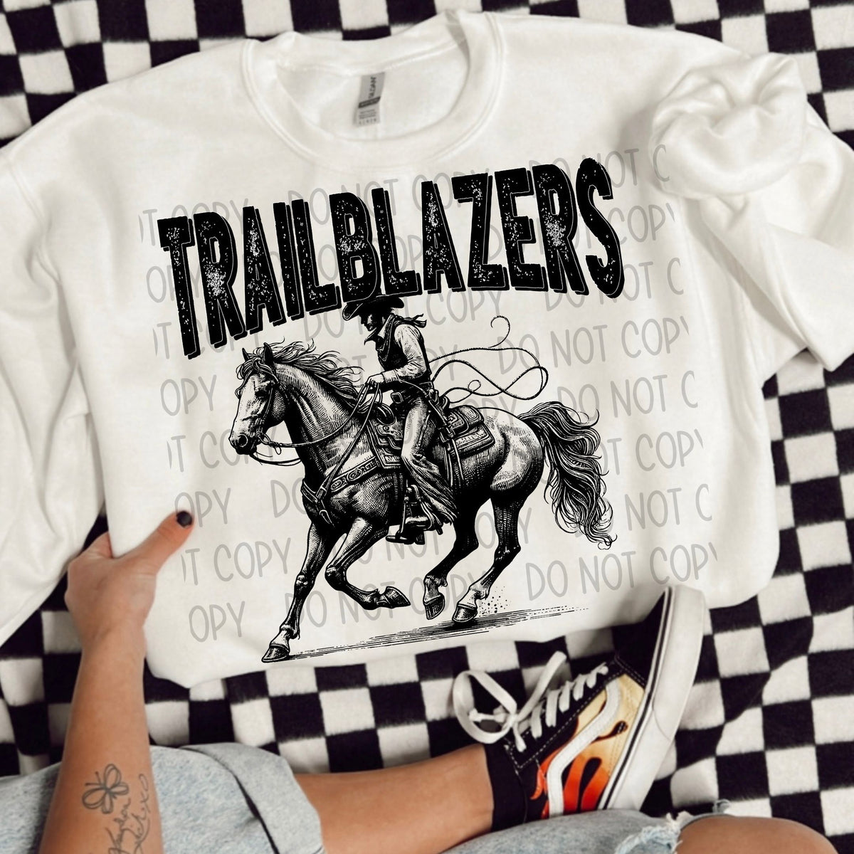 Trailblazers black/white outline DTF transfer