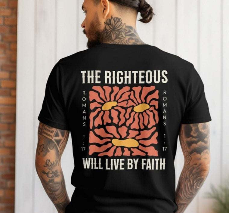 The righteous will live by faith white font 65214 DTF transfer