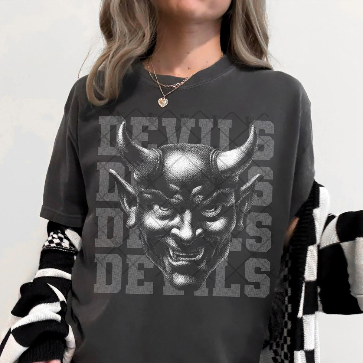 Devils gray mascot (TTD) DTF transfer