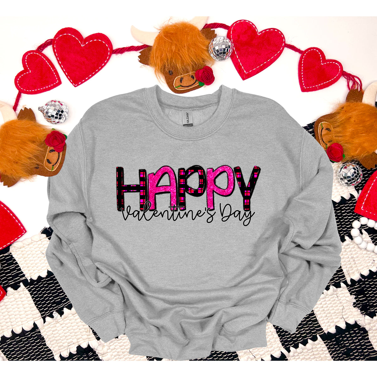 Happy Valentine’s Day pink and black 103314 DTF transfer